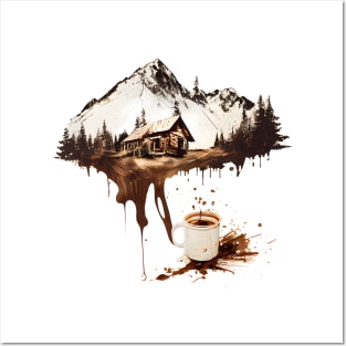 Cup of Coffee Splash of Mountains Posters and Art